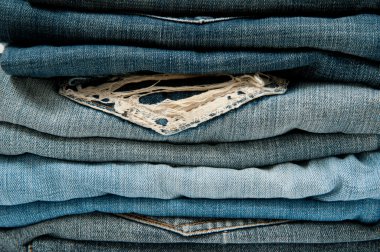 Close up Stack Blue Jeans clipart