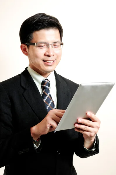 stock image ฺbusinessman with touch pad concept