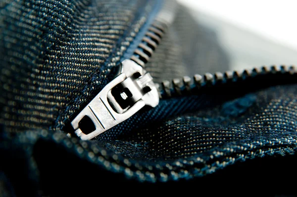Close-up van jeans zip — Stockfoto