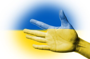 Ukrayna ulusal bayrak boyama ile fan tezahürat