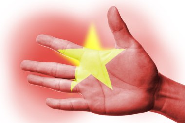 vietnam ulusal bayrak boyama ile fan tezahürat Asya