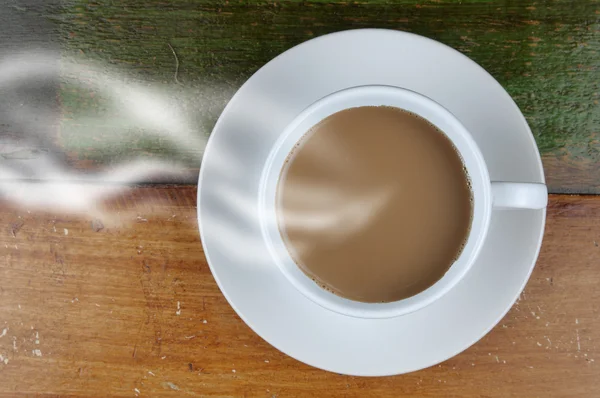 Bovenaanzicht van koffie beker o — Stockfoto