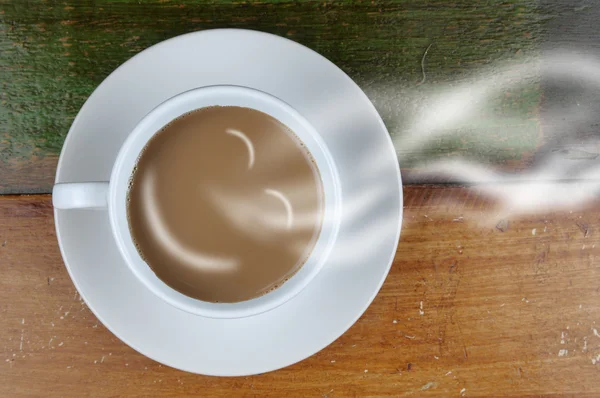 Вид сверху на чашку кофе o — стоковое фото