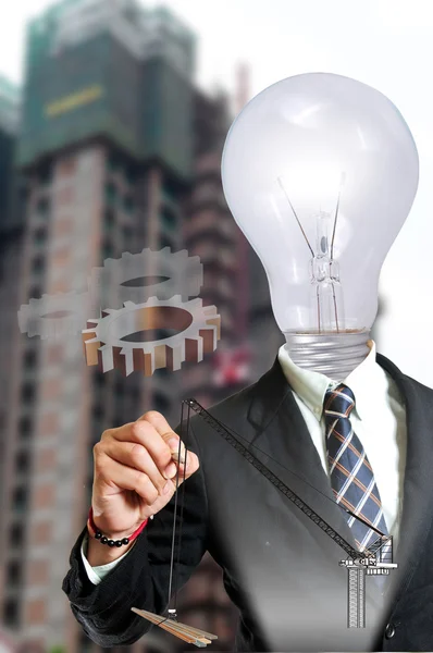 L'idea di lampadina con concetto e creatività pensando . — Foto Stock