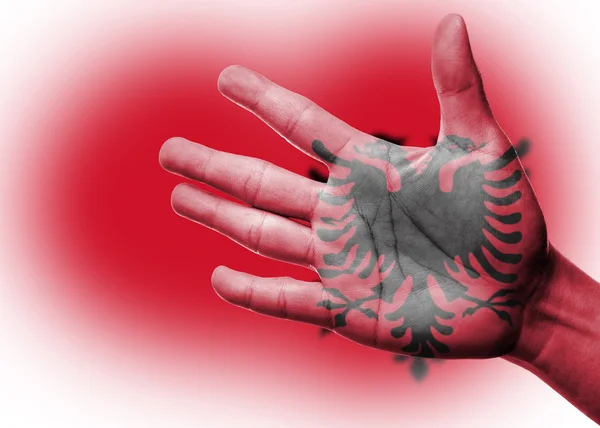 Juichende ventilator met schilderen Albanië nationale vlag — Stockfoto