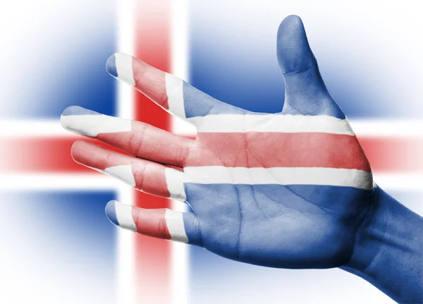 Ventilador de torcida com bandeira nacional da Islândia Pintura — Fotografia de Stock