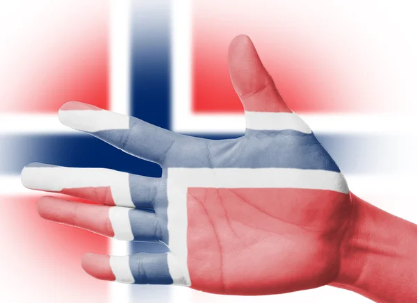 Doping fanów z malarstwem flaga Narodowa Norwegii z dłoni — Zdjęcie stockowe