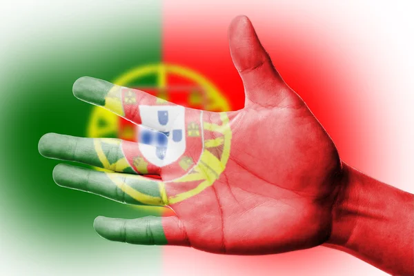 Stock image Cheering fan with Painting Portugal national flag