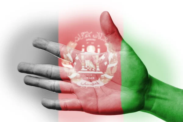 Asia Cheering fan with Painting Afghanistan national flag — Stock Photo, Image