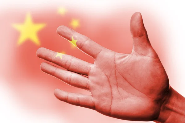 Jubelnder Fan mit bemalter China-Nationalflagge — Stockfoto