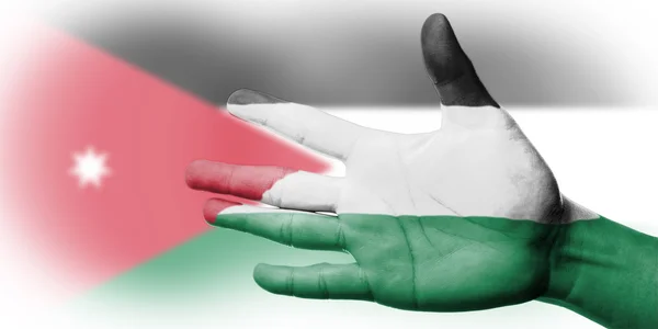 Ásia torcida com bandeira nacional da Jordânia Pintura — Fotografia de Stock