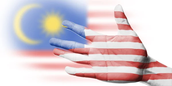 Asien jublande fläkt med målning malaysia flagga — Stockfoto