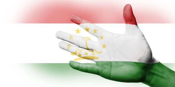 Болельщик "Азия аплодисменты" с изображением национального флага Таджикистана — стоковое фото