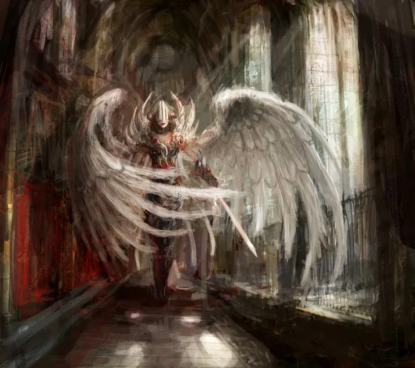 Menina anjo de ciborgue — Fotografia de Stock