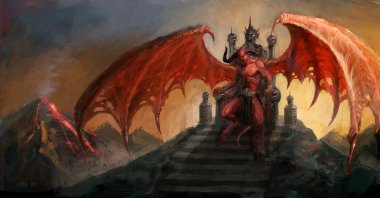Devil on throne clipart