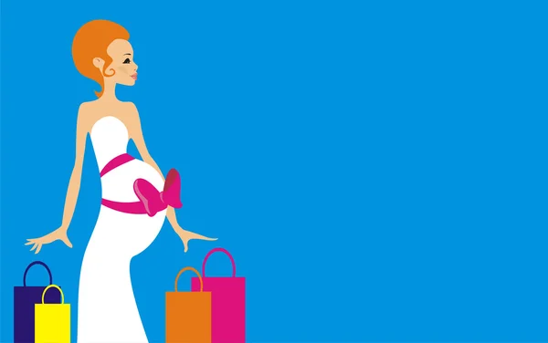 Беременная молодая женщина с покупкой — стоковый вектор