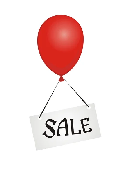 Balão de ar vermelho com cartaz — Vetor de Stock