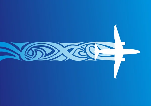 飛行機と飾りのシルエット — ストックベクタ