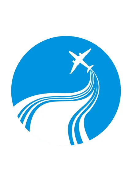 Silhouette des Flugzeugs auf blauem Hintergrund — Stockvektor