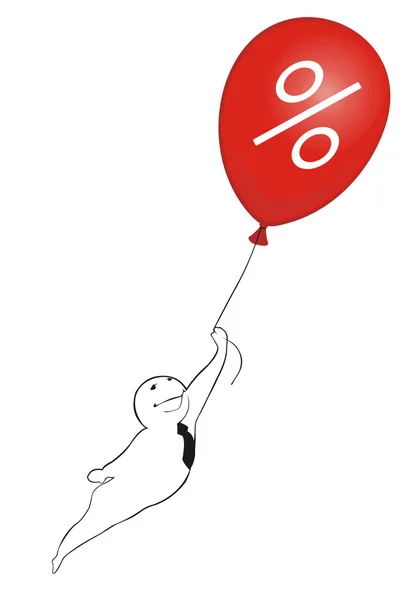 Man holding red balloon — Stock Vector
