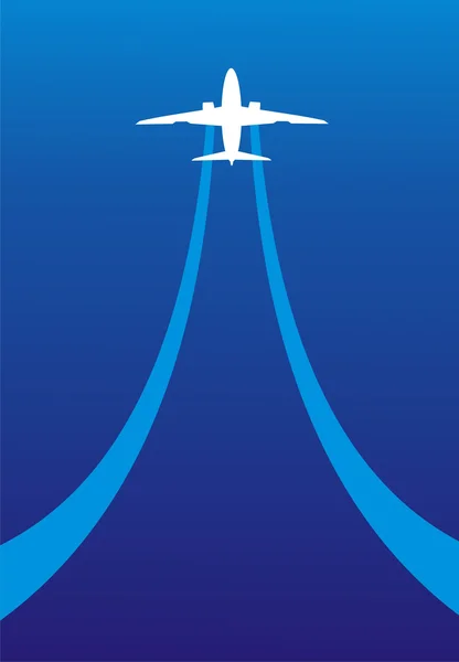 蓝色背景上的白色客机 — 图库矢量图片