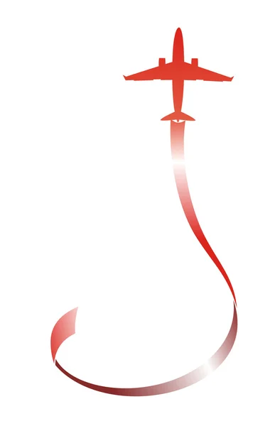 Avion de ligne et ruban rouge — Image vectorielle