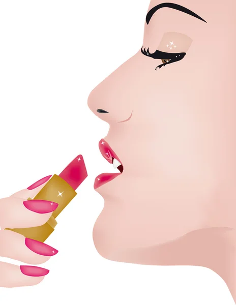Applying lipstick — Stock Vector