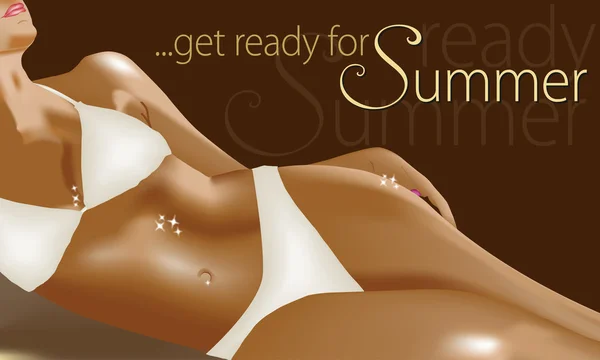Bikini girl připravené na léto — Stockový vektor