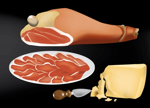 Jambon et parmesan — Image vectorielle