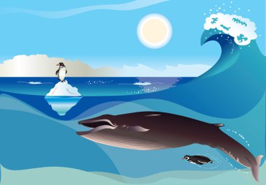 Penguins and whale clipart