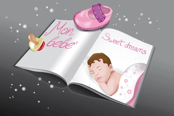 赤ちゃんの女の子のための雑誌 — ストックベクタ