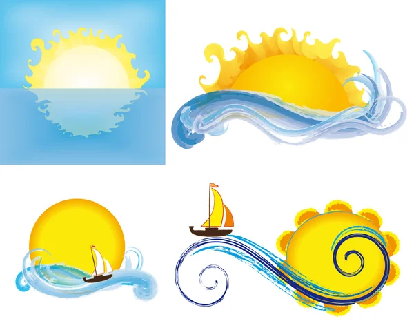 太阳和海洋 — 图库矢量图片
