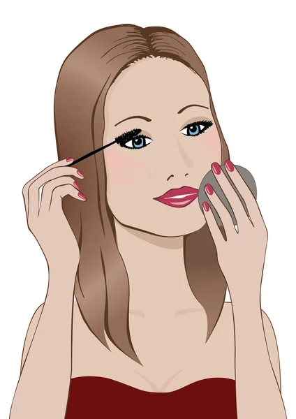 Make-up auftragen — Stockvektor