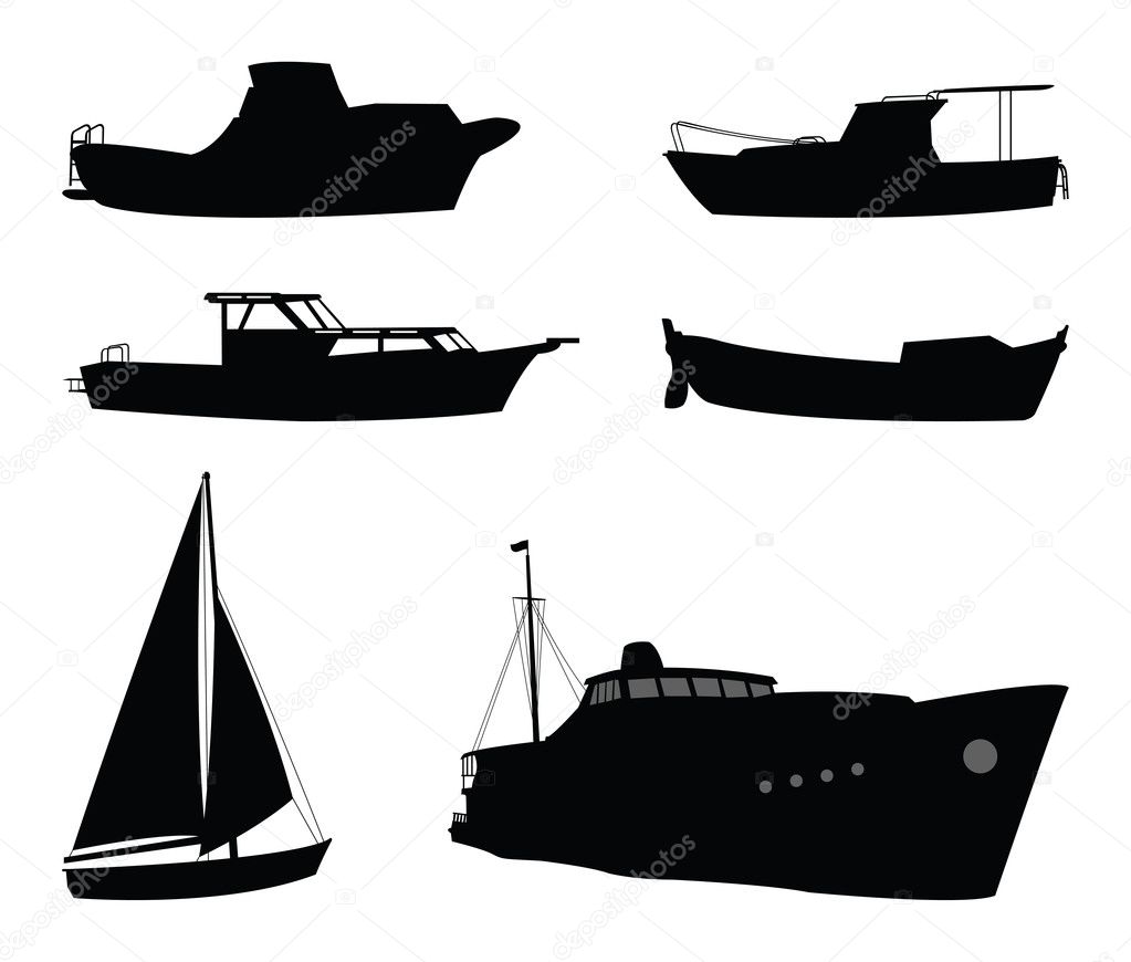 Boats and ship silhouettes