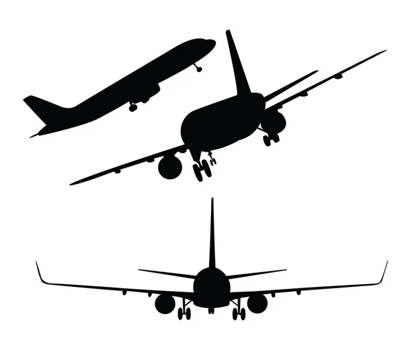 Uçak silhouettes — Stok Vektör