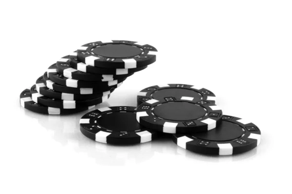 Siyah poker fişleri — Stok fotoğraf