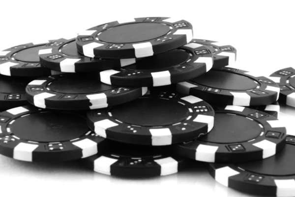 Black poker chips — Stock Photo, Image
