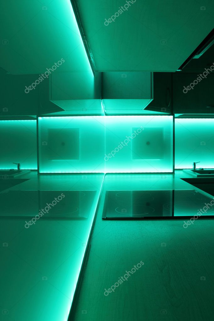 keuken met turquoise led verlichting — Stockfoto © PromesaStudio ... keuken met turquoise led verlichting — Stockfoto © PromesaStudio ...