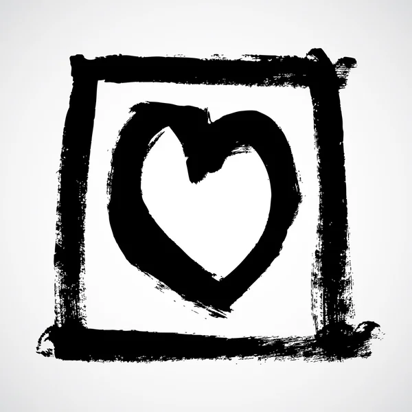 Bläck ritning av ett hjärta — Stock vektor