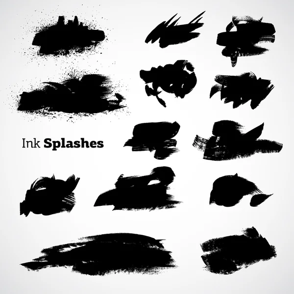 Set voor zwarte inkt splashes — Stockvector