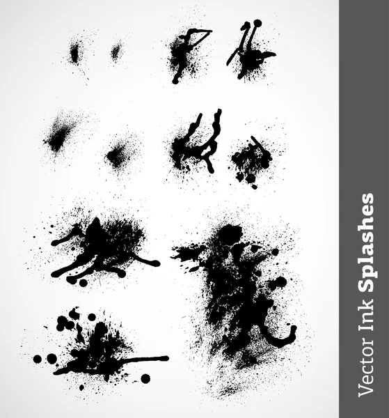 Set de salpicaduras de tinta negra — Archivo Imágenes Vectoriales
