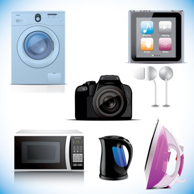 Set of household electronic elements clipart