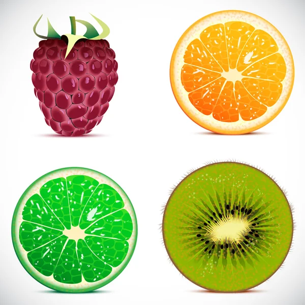 Ilustracja wektorowa - zbiór owoców ikony — Wektor stockowy