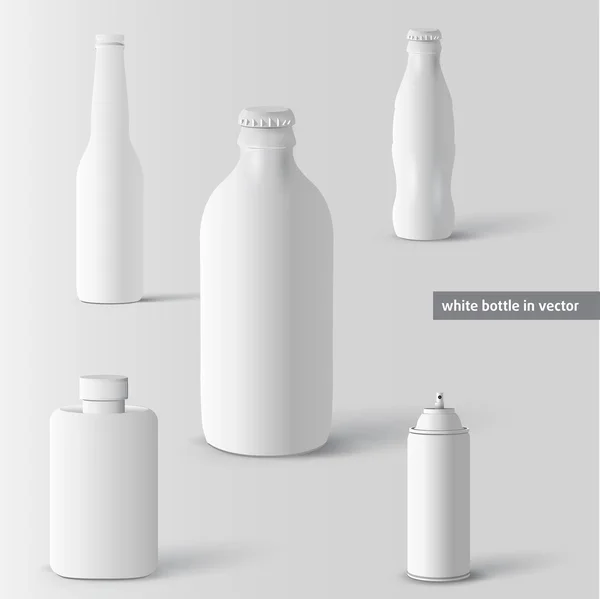 Conjunto vectorial de botellas blancas — Vector de stock