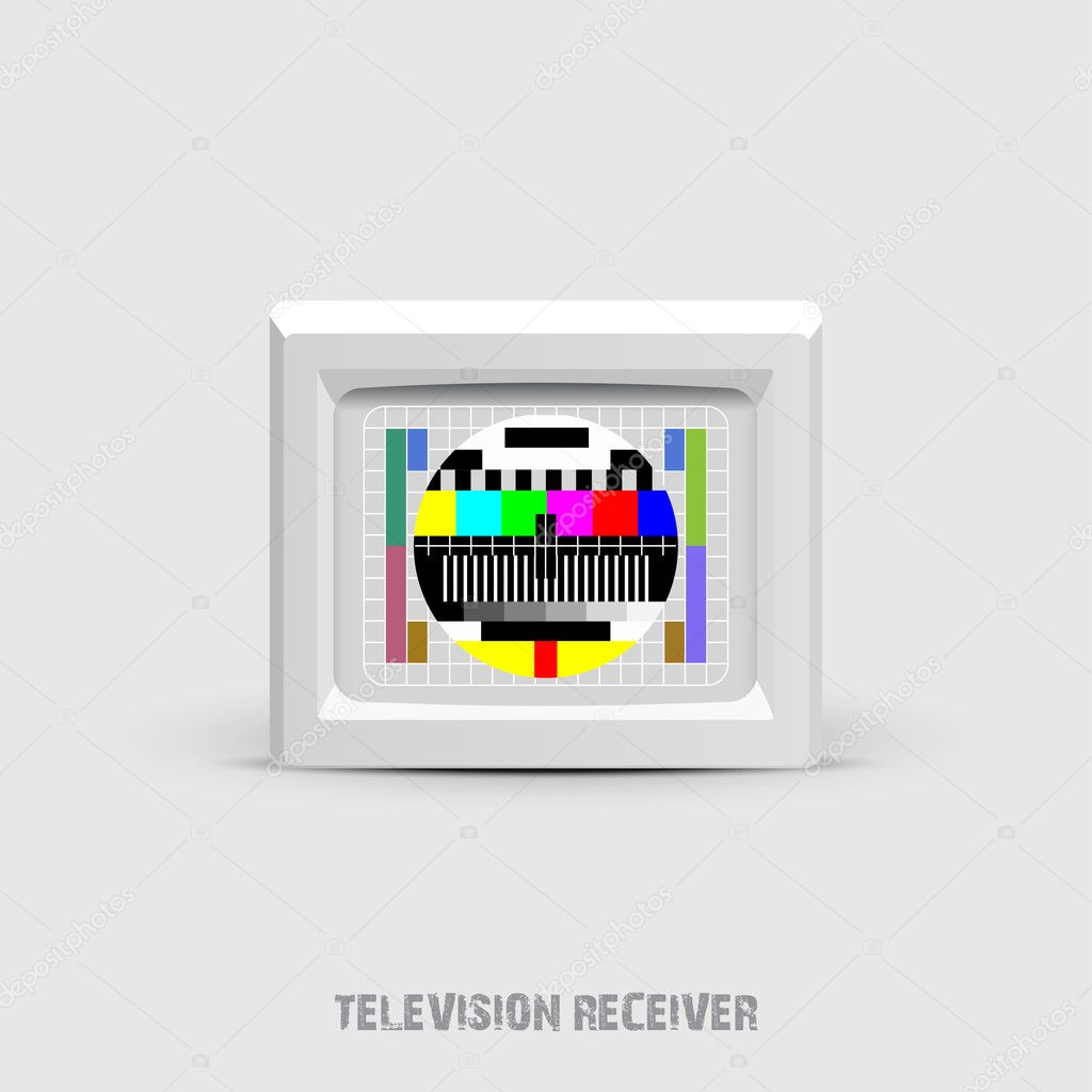 Retro tv with color screen on white