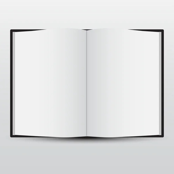 Weißes aufgeschlagenes Buch mit leeren Seiten. Vektor. — Stockvektor