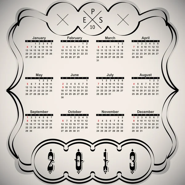 Elementos caligráficos - calendário de design preto — Vetor de Stock