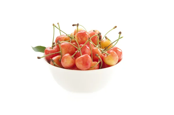 Sweet cherry in a white bowl — Stock Photo, Image