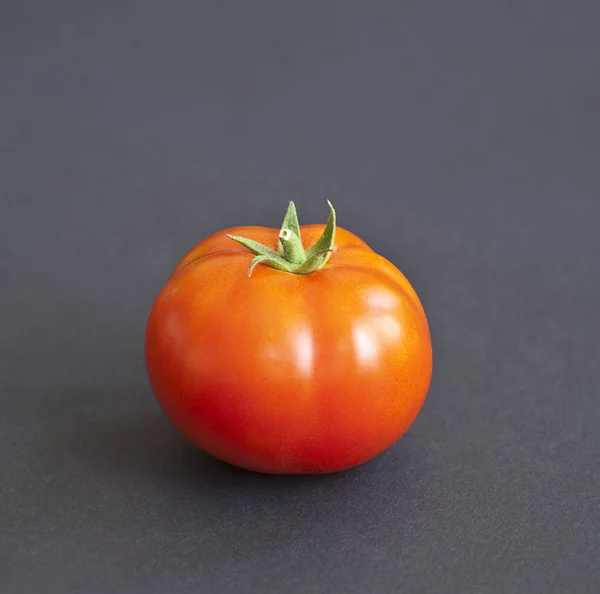 Tomate rojo sobre fondo gris oscuro — Foto de Stock
