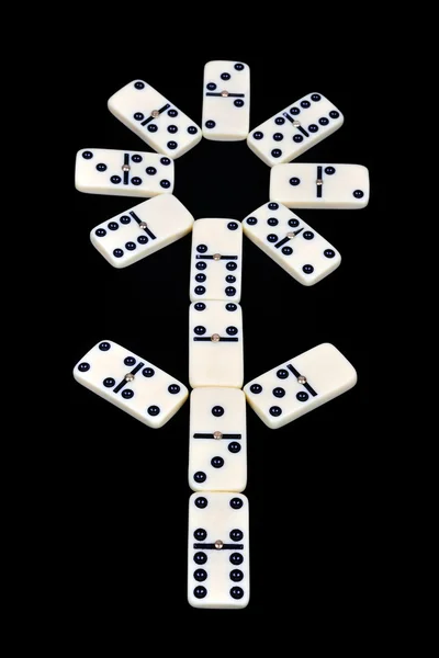 Domino isolato su sfondo nero — Foto Stock
